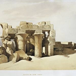 Egypt, The ruins of the Temple of Kom Ombo dedicated to Sobek and Horus, by David Roberts, engraving