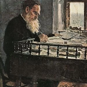 France, Paris, Portrait of Lev Tolstoy (1828 - 1910) in his Studio, 1893