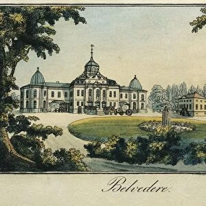 Germany, Weimar, View of Schloss Belvedere, lithograph