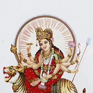Goddess Sherawali (Durga) riding a tiger