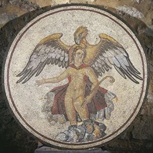 Mosaic work depicting Jupiter in the guise of an eagle while abducting Ganymede