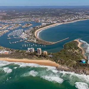 Aerial view of Port Cartwright on the Sunshine Coast