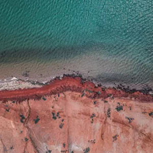 Aerial view of Shark Bay coastline as seen from directly above, Australia