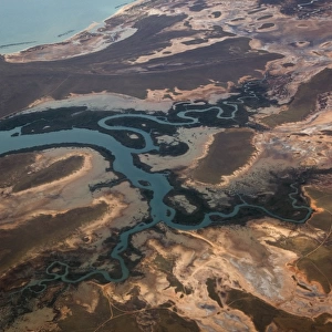 Aerial view of uncultivated landscape at the coast