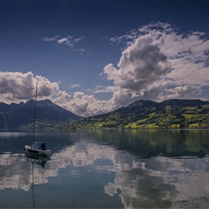 Attersee, and mountain views in the springtime, Austria