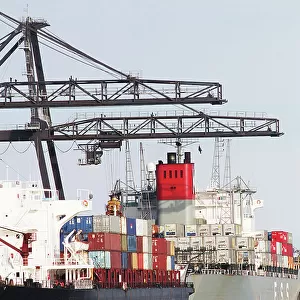 Australia, Victoria, Melbourne, container ships in shipyard