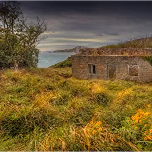Coastal ruins at Worbarrow bay, Dorset, England
