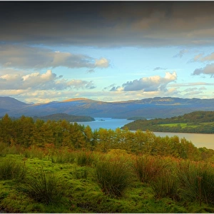 An elevated view to Loch Lomond in the Trossachs, Scotland