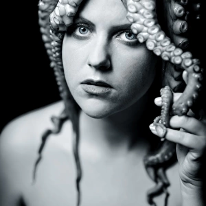 Girl with octopus / medusa on her head