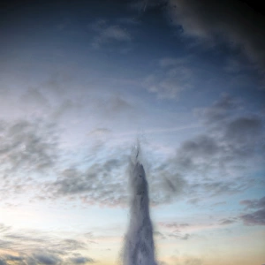 Strokkur fountain geyser sunset eruption