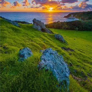 Sunset colours on the coastline of Lord Howe Island, New South Wales, Australia