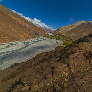 A view of the glacial Morraine near the village of Kagbeni, Annapurnas, Mustang region, Nepal
