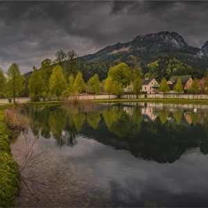 View from the village of Admont, set in the Admont Valley in spring, central Austria