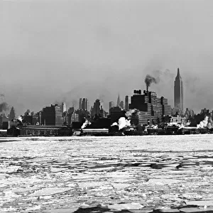 1930s New York City Skyline Winter View