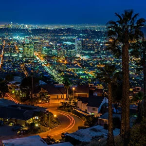 Glendale and Los Angeles Skylines At Night