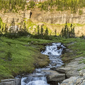 Landscape with Clements Peak and Logan Creek, Glacier National Park, Montana, USA