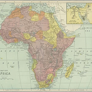 Old chromolithograph map of Africa