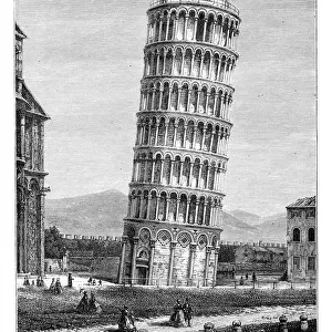 The Pisa tower engraving 1881