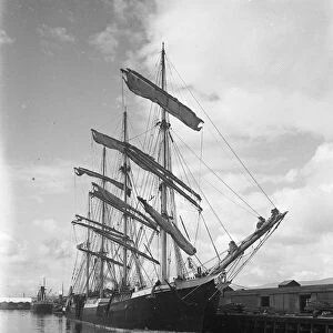 Lawhill a steel-hulled four-masted barque rigged in jubilee or baldheaded fashion in harbour
