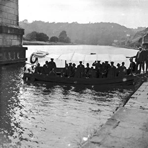 Truro Fire Brigade outing at Calstock, Cornwall. Early 1900s