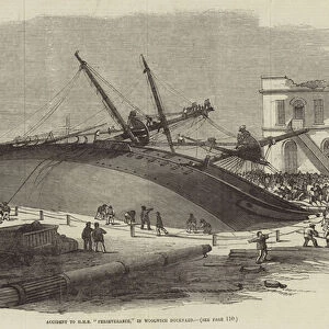 Accident to HMS "Perseverance, "in Woolwich Dockyard (engraving)