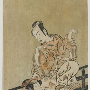 The Actors Arashi Sangoro II as Tadanobu and Segawa Kikunojo III as Shizuka Gozen in the Play Yoshitsune and the Thousand Cherry Trees, Edo period, 1774 (colour woodblock print)