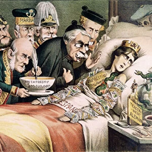 The Agony of a Martyr, caricature relating to a Spanish economic crisis