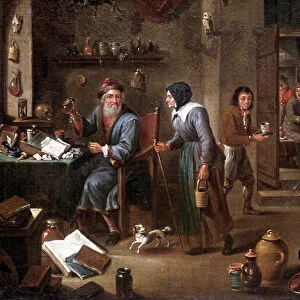 The alchemists office (oil on canvas)