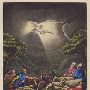 The Angel appearing to the Shepherds (colour litho)