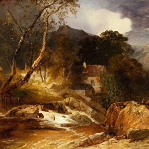 Boys Fishing by a Watermill, 1849 (oil on canvas)