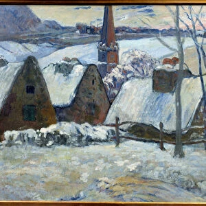 Breton village under snow in 1894. Painting by Paul Gauguin (1848 - 1903), 1894