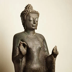 Buddha descending from tavatsima heaven, Davaravati Period (bronze)