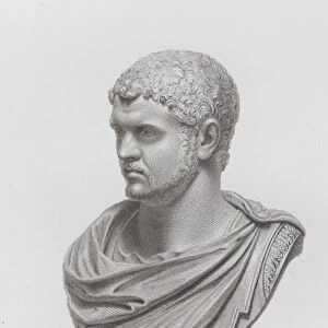 Caracalla, ancient Roman marble bust (engraving)