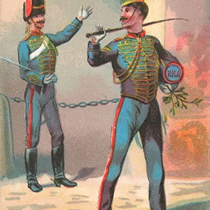 Cavalry (Military), Christmas Card (chromolitho)
