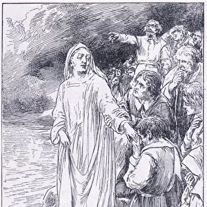 Christiana crossing the river, from The Pilgrims Progress published by John F Shaw & Co, c. 1900s (litho)