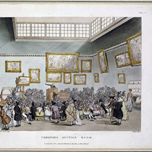 Christies Auction Room, from Microcosm of London by J