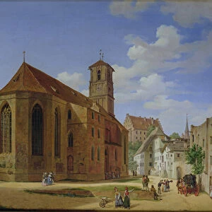 The Church Square in Wasserburg am Inn, 1838 (oil on canvas)
