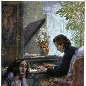 The composer Chopin and the novelist George Sand, 1917 (postcard)