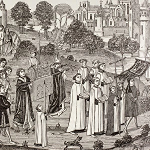 Count Renier bearing the body of Saint Veronica to St. Waudru church in Mons, from Military