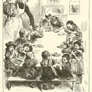 The creche - dinner time (engraving)