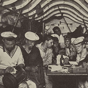 Crew quarters aboard a German submarine (b / w photo)