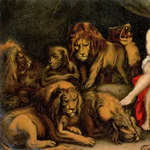 Daniel in the lion's den from Daniel Bible (print)