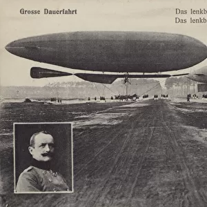 Dirigible airships of Hans Georg Friedrich Gross and August von Parseval (b / w photo)
