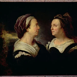 Double Portrait of Marie Serre, the artists mother, 1695 (oil on canvas)