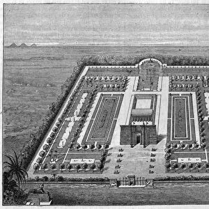 Egyptian garden in the time of the pharaohs. Engraving in "La Nature