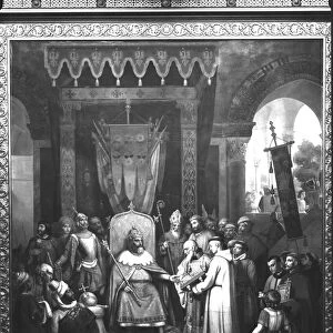 Emperor Charlemagne (747-814) Surrounded by his Principal Officers, Receiving Alcuin (c