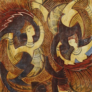 Fire-Dance, c. 1931 (linocut printed in colours on thin Japan)