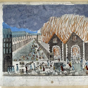 Foire de la Foire Saint Germain a Paris, la nuit du 16 au 17 mars 1762 - engraving
