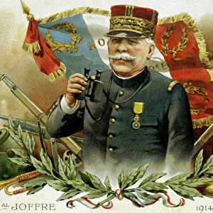 French Marshal Joseph Joffre (colour engraving)