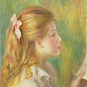 Girl in Profile Reading (oil on canvas)